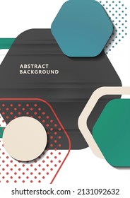 Fondo abstracto brillante de hexágonos, puntos, círculos de múltiples colores redondeados. Plantilla de presentación comercial. Diseño geométrico moderno. Ilustración del vector