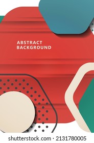 Bright abstract background of rounded multi-colored hexagons, dots, circles. Business presentation template. Modern geometric design. Vector illustration