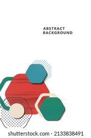 Bright abstract background of rounded multi-colored hexagons, dots, circles. Business presentation template. Modern geometric design. Vector illustration