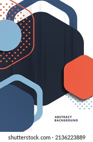 Bright abstract background of rounded multi-colored hexagons, dots, circles. Business presentation template. Modern geometric design. Vector illustration