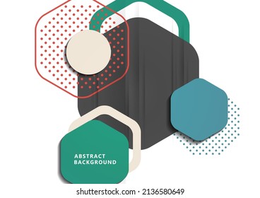 Bright abstract background of rounded multi-colored hexagons, dots, circles. Business presentation template. Modern geometric design. Vector illustration