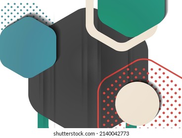 Fondo abstracto brillante de hexágonos, puntos, círculos de múltiples colores redondeados. Plantilla de presentación comercial. Diseño geométrico moderno. Ilustración del vector