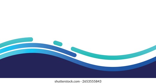 Fundo abstrato brilhante com linhas curvas simples azuis. Elementos de design para banners, web, capas, papéis de parede, promoções.