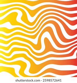 Bright abstract background with smooth wavy lines in a gradient of orange and yellow shades. Dynamic, modern design with movement effect