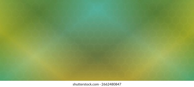 Ein heller abstrakter Hintergrund mit weichen Farbverläufen von Grün, Gelb und Türkis, kombiniert mit einem subtilen sechseckigen geometrischen Muster.