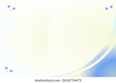 A bright abstract background in soft yellow and blue tones, accented with tiny sparkles and light curves. Ideal for cheerful UI themes, wellness presentations, or digital greeting cards.