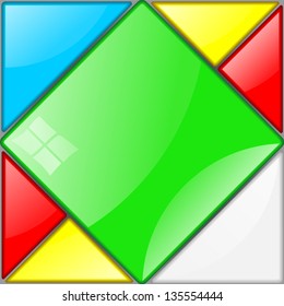 Bright abstract background with squares and triangles. Mosaic glossy background with place for your text