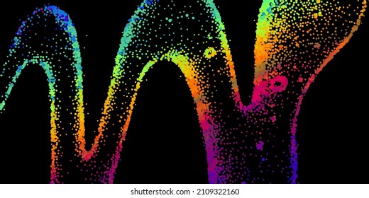 A bright abstract background with a stream of particles on a dark background. Design of flyers for parties, banners for websites, presentations, original packaging. Stock vector illustration.
