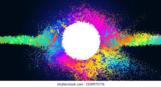 A bright abstract background with a stream of particles on a dark background. Design of flyers for parties, banners for websites, presentations, original packaging. Stock vector illustration.