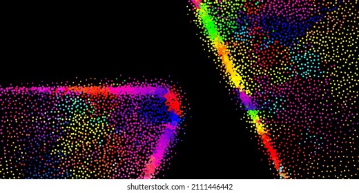 A bright abstract background with a stream of particles on a dark background. Design of flyers for parties, banners for websites, presentations, original packaging. Stock vector illustration.