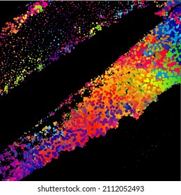 A bright abstract background with a stream of particles on a dark background. Design of flyers for parties, banners for websites, presentations, original packaging. Stock vector illustration.