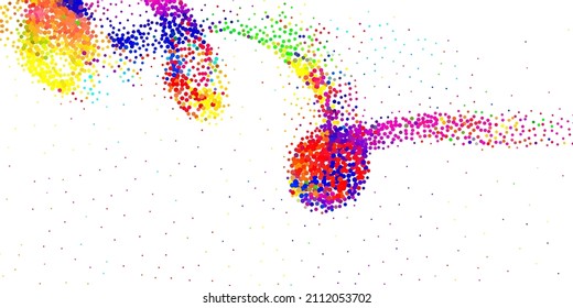 Un fondo abstracto brillante con un flujo de partículas sobre un fondo blanco. Diseño de folletos para fiestas, banners para sitios web, presentaciones, embalaje original. Ilustración vectorial de material.