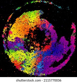 A bright abstract background with a stream of particles on a dark background. Design of flyers for parties, banners for websites, presentations, original packaging. Stock vector illustration.