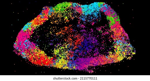 A bright abstract background with a stream of particles on a dark background. Design of flyers for parties, banners for websites, presentations, original packaging. Stock vector illustration.