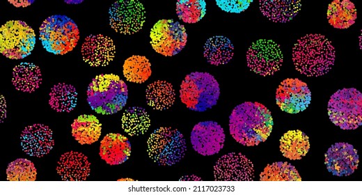 Un fondo abstracto brillante con un flujo de partículas sobre un fondo oscuro. Diseño de folletos para fiestas, banners para sitios web, presentaciones, embalaje original. Ilustración vectorial de material.