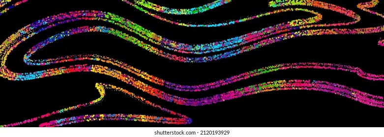 A bright abstract background with a stream of particles on a dark background. Design of flyers for parties, banners for websites, presentations, original packaging. Stock vector illustration.