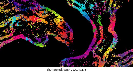 A bright abstract background with a stream of particles on a dark background. Design of flyers for parties, banners for websites, presentations, original packaging. Stock vector illustration.