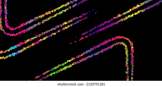 A bright abstract background with a stream of particles on a dark background. Design of flyers for parties, banners for websites, presentations, original packaging. Stock vector illustration.