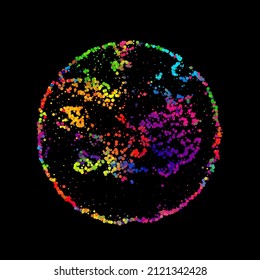 A bright abstract background with a stream of particles on a dark background. Design of flyers for parties, banners for websites, presentations, original packaging. Stock vector illustration.