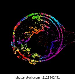 A bright abstract background with a stream of particles on a dark background. Design of flyers for parties, banners for websites, presentations, original packaging. Stock vector illustration.
