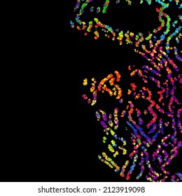A bright abstract background with a stream of particles on a dark background. Design of flyers for parties, banners for websites, presentations, original packaging. Stock vector illustration.