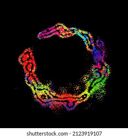 A bright abstract background with a stream of particles on a dark background. Design of flyers for parties, banners for websites, presentations, original packaging. Stock vector illustration.