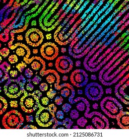 A bright abstract background with a stream of particles on a dark background. Design of flyers for parties, banners for websites, presentations, original packaging. Stock vector illustration.
