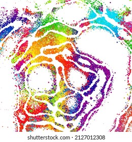 A bright abstract background with a stream of particles on a white background. Design of flyers for parties, banners for websites, presentations, original packaging. Stock vector illustration.