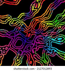 A bright abstract background with a stream of particles on a dark background. Design of flyers for parties, banners for websites, presentations, original packaging. Stock vector illustration.