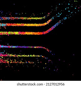A bright abstract background with a stream of particles on a dark background. Design of flyers for parties, banners for websites, presentations, original packaging. Stock vector illustration.