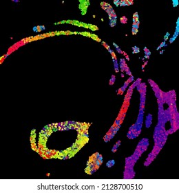 Un fondo abstracto brillante con un flujo de partículas sobre un fondo oscuro. Diseño de folletos para fiestas, banners para sitios web, presentaciones, embalaje original. Ilustración vectorial de material.