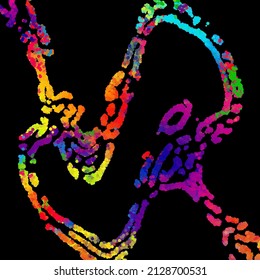 A bright abstract background with a stream of particles on a dark background. Design of flyers for parties, banners for websites, presentations, original packaging. Stock vector illustration.