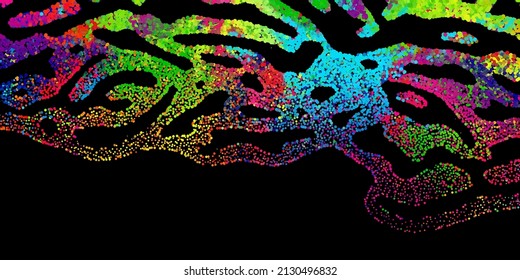 A bright abstract background with a stream of particles on a dark background. Design of flyers for parties, banners for websites, presentations, original packaging. Stock vector illustration.