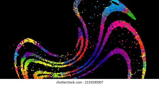 A bright abstract background with a stream of particles on a dark background. Design of flyers for parties, banners for websites, presentations, original packaging. Stock vector illustration.