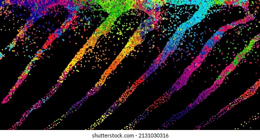 A bright abstract background with a stream of particles on a dark background. Design of flyers for parties, banners for websites, presentations, original packaging. Stock vector illustration.