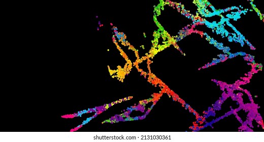 A bright abstract background with a stream of particles on a dark background. Design of flyers for parties, banners for websites, presentations, original packaging. Stock vector illustration.