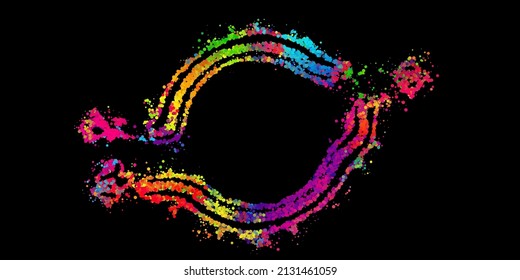 Un fondo abstracto brillante con un flujo de partículas sobre un fondo oscuro. Diseño de folletos para fiestas, banners para sitios web, presentaciones, embalaje original. Ilustración vectorial de material.