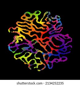 A bright abstract background with a stream of particles on a dark background. Design of flyers for parties, banners for websites, presentations, original packaging. Stock vector illustration.