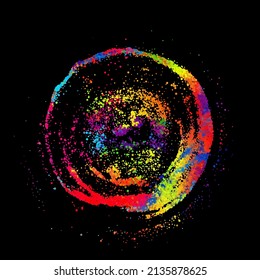 A bright abstract background with a stream of particles on a dark background. Design of flyers for parties, banners for websites, presentations, original packaging. Stock vector illustration.