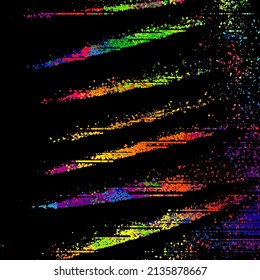 A bright abstract background with a stream of particles on a dark background. Design of flyers for parties, banners for websites, presentations, original packaging. Stock vector illustration.