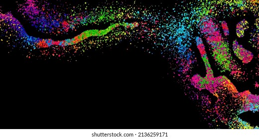 A bright abstract background with a stream of particles on a dark background. Design of flyers for parties, banners for websites, presentations, original packaging. Stock vector illustration.