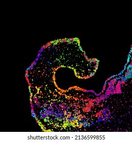 A bright abstract background with a stream of particles on a dark background. Design of flyers for parties, banners for websites, presentations, original packaging. Stock vector illustration.