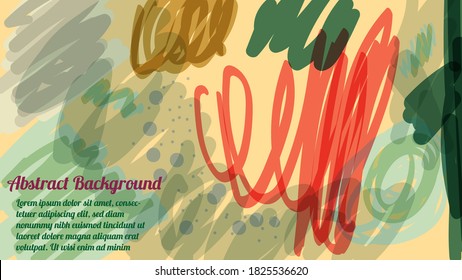Bright abstract background with strokes, marker, spots, geometric shapes. Collage with fantasy shapes. Vector illustration. 