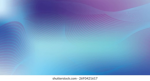 A bright abstract background with subtle gradients of blue and purple, featuring flowing curved white lines creating a modern and dynamic wave pattern.