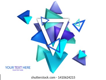 Bright abstract background template, geometric colorful triangles with 3d effect. Vector illustration for your design.