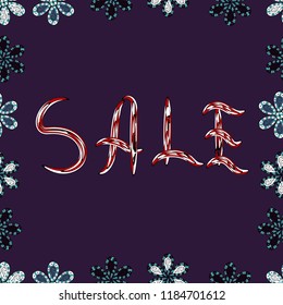 Bright abstract background with text. Vector. Seamless. Pictures in purple, gray and blue colors. Lettering. Best sale banner. Original poster for discount.
