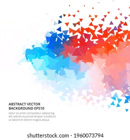 Bright abstract background with a texture of triangles. A splash of color and geometric shapes. White space for text. Stock vector illustration.
