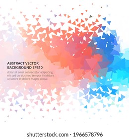 Bright abstract background with a texture of triangles. A splash of color and geometric shapes. White space for text. Stock vector illustration.