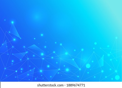 Bright, abstract background of triangles and glowing dots. Design concept.