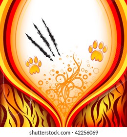 bright abstract background with wavy lines, texture from skin tiger, ornament, imprint of the paws and scratches